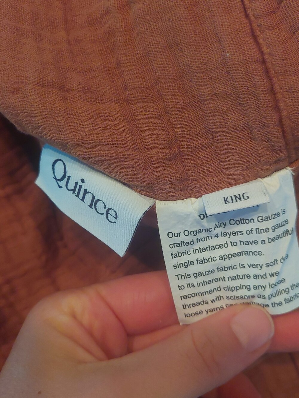 Quince Organic Cotton Set Of 2 Terracotta Airy Gauze Shams! King (W1) - Picture 6 of 10